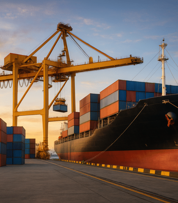 Golden Hour at the Shipping Port Golden Hour at the Shipping Port