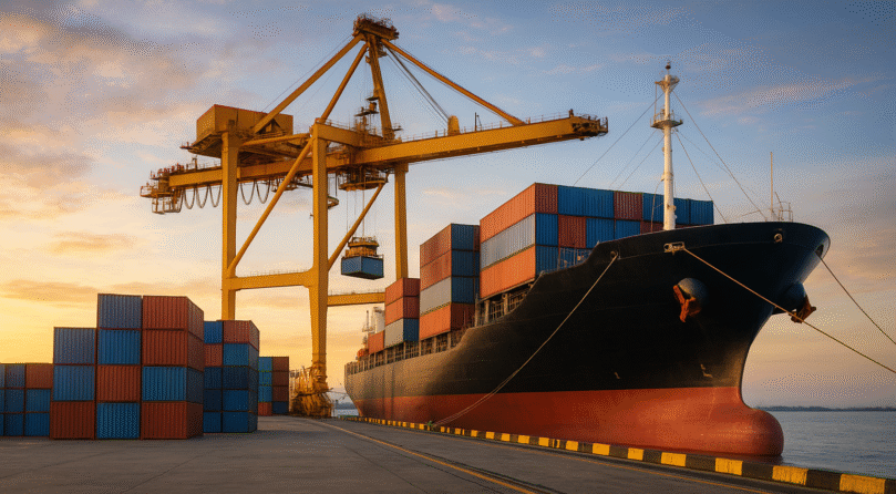 Golden Hour at the Shipping Port